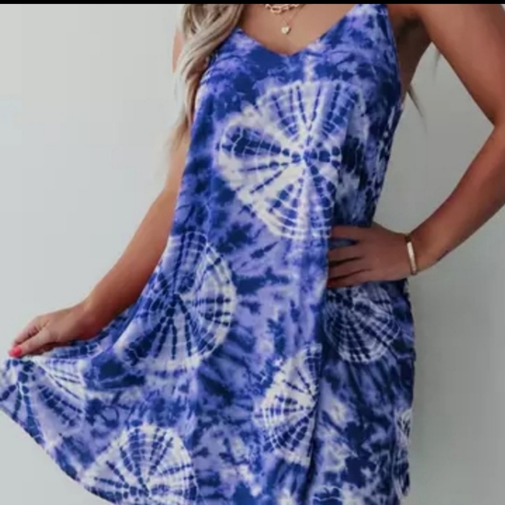 Royal Blue Tye Dye Midi Dress